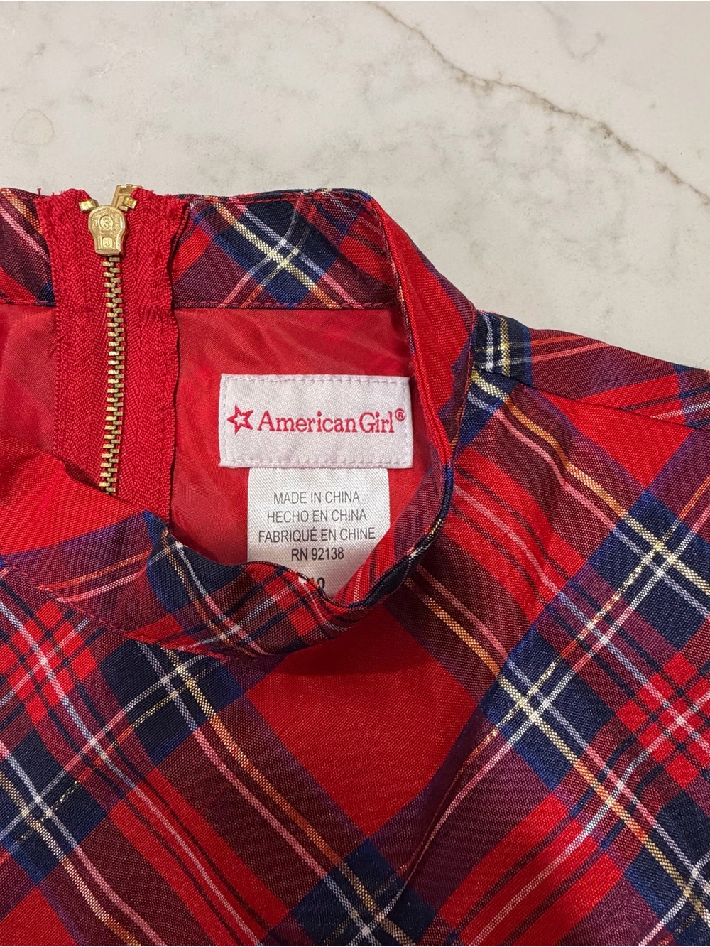 American Girl Pretty Plaid Christmas Holiday Dress Girls Size 10 Tartan Velvet - Picture 4 of 7
